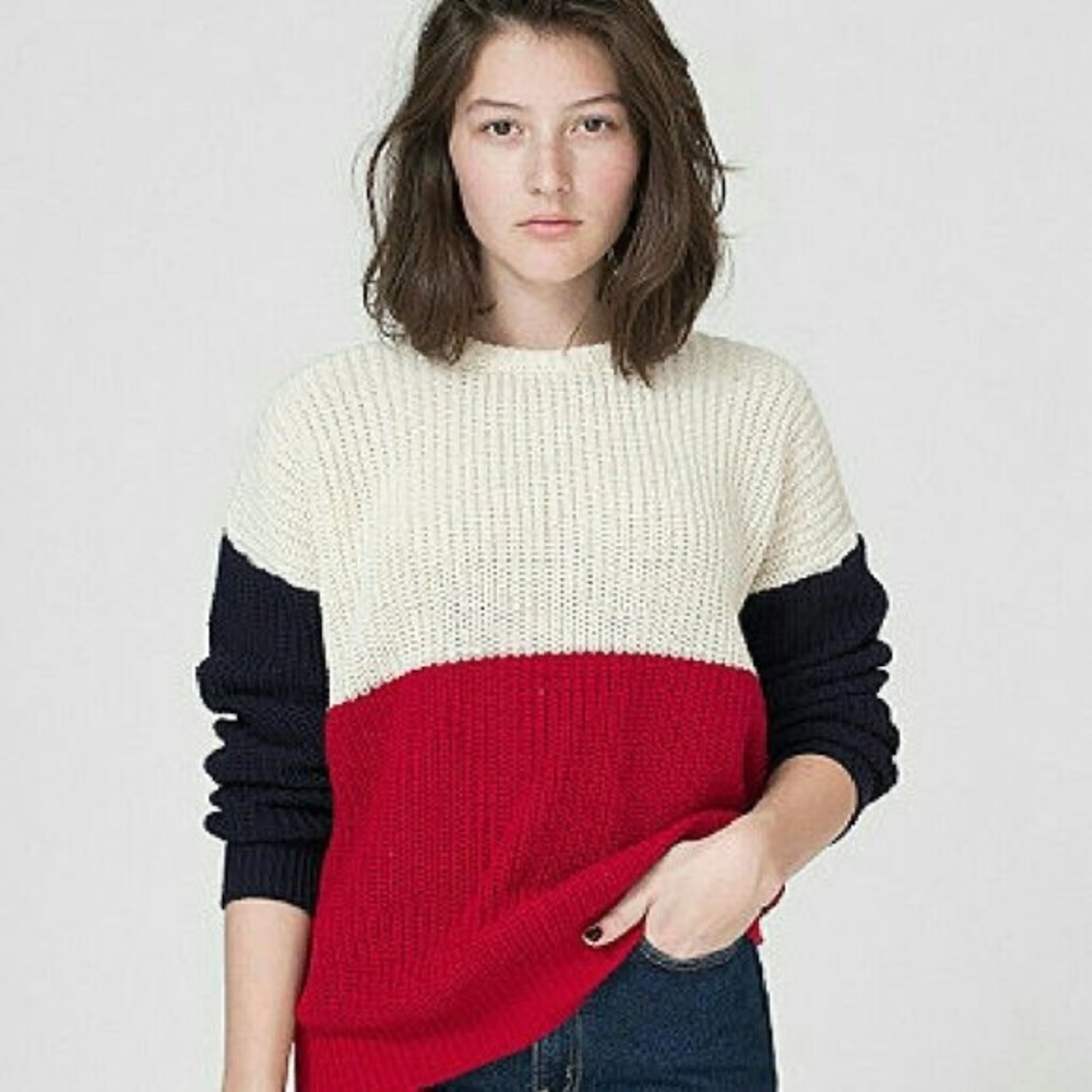 AMERICAN APPAREL FISHERMAN SWEATER COLOR BLOCK UNISEX